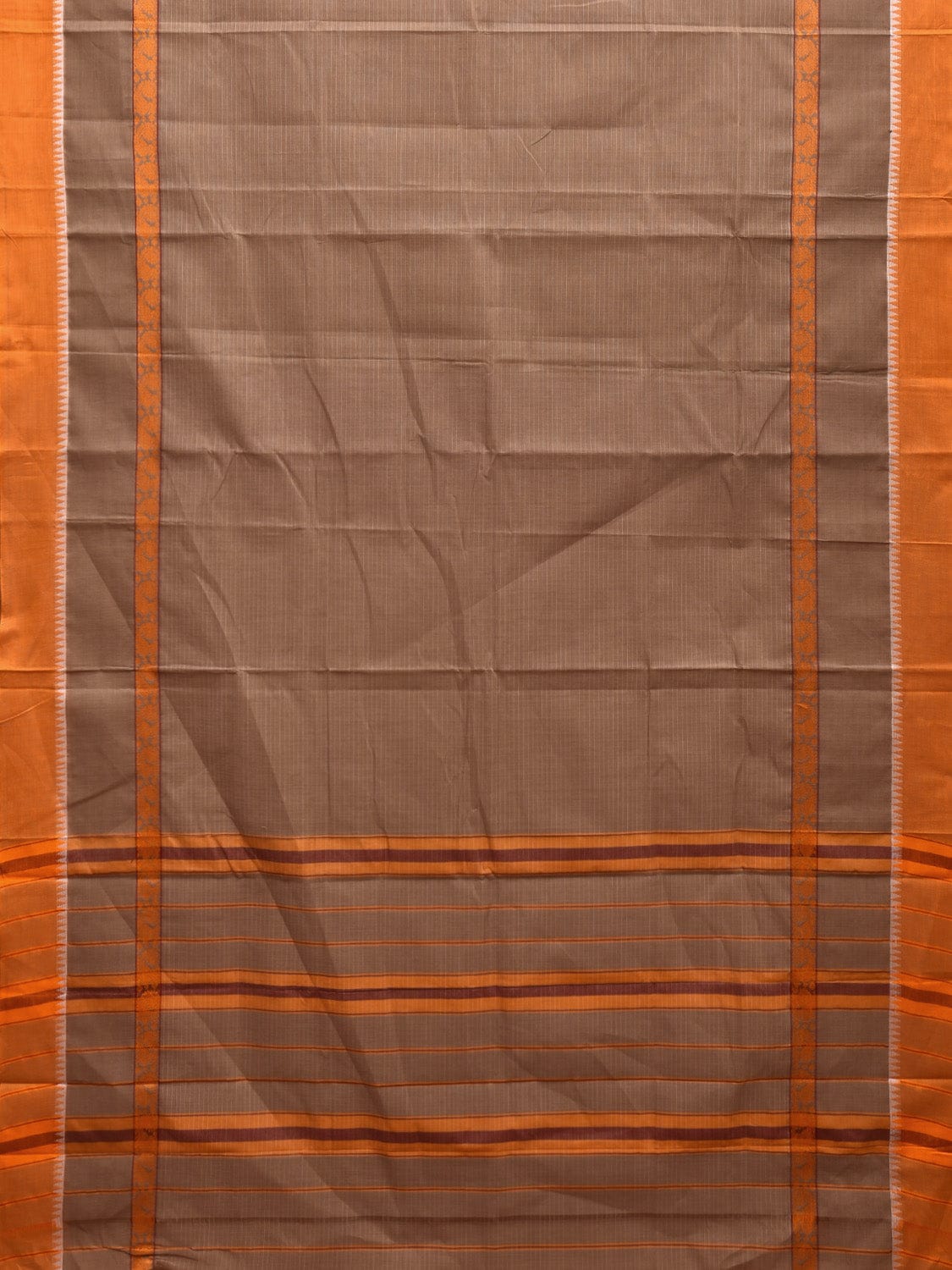 Fawn Narayanpet Cotton Handloom Saree with Big Border Design No Blouse np0913