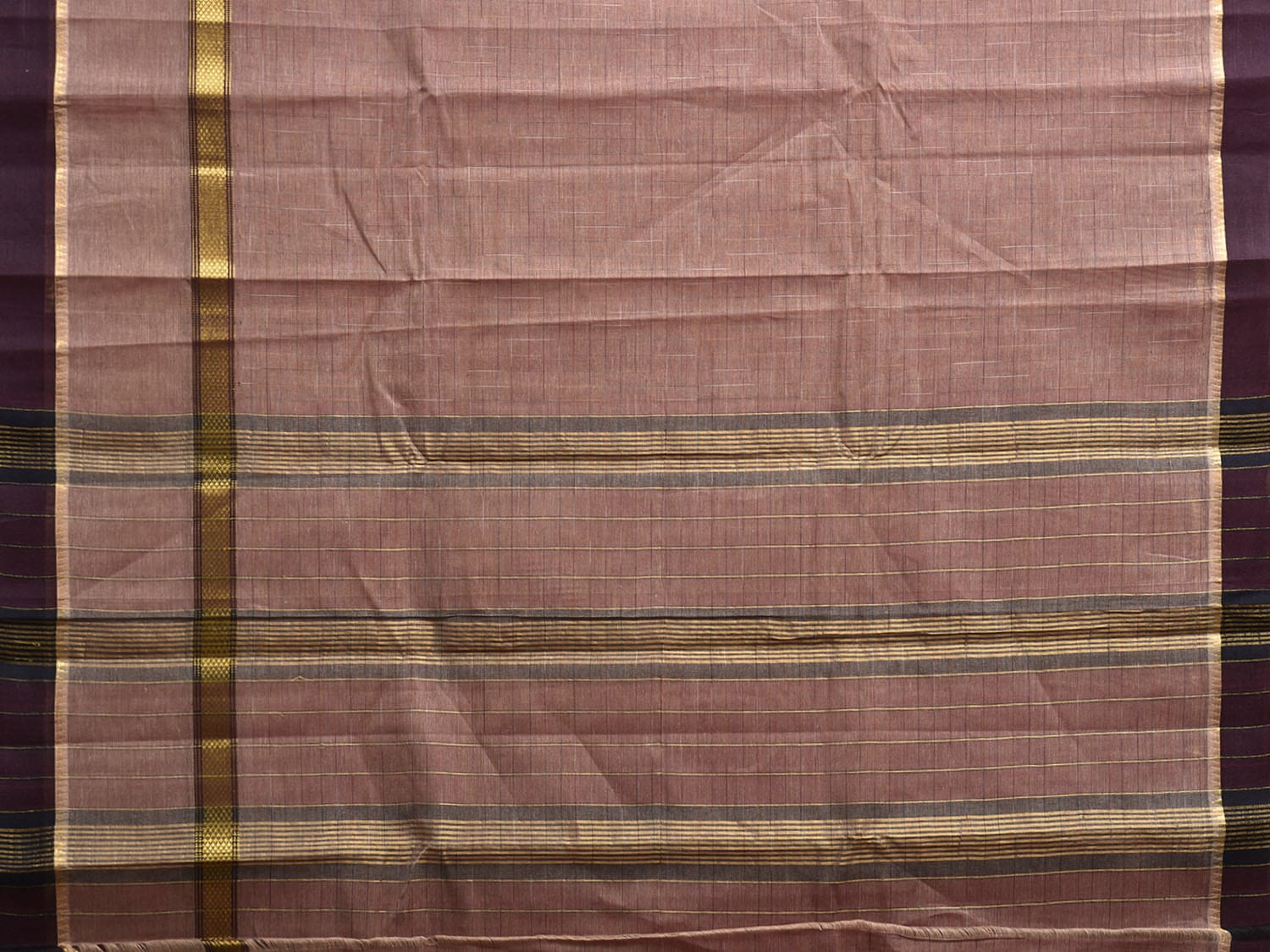 Fawn Narayanpet Cotton Handloom Saree with Big Border Design No Blouse np1149