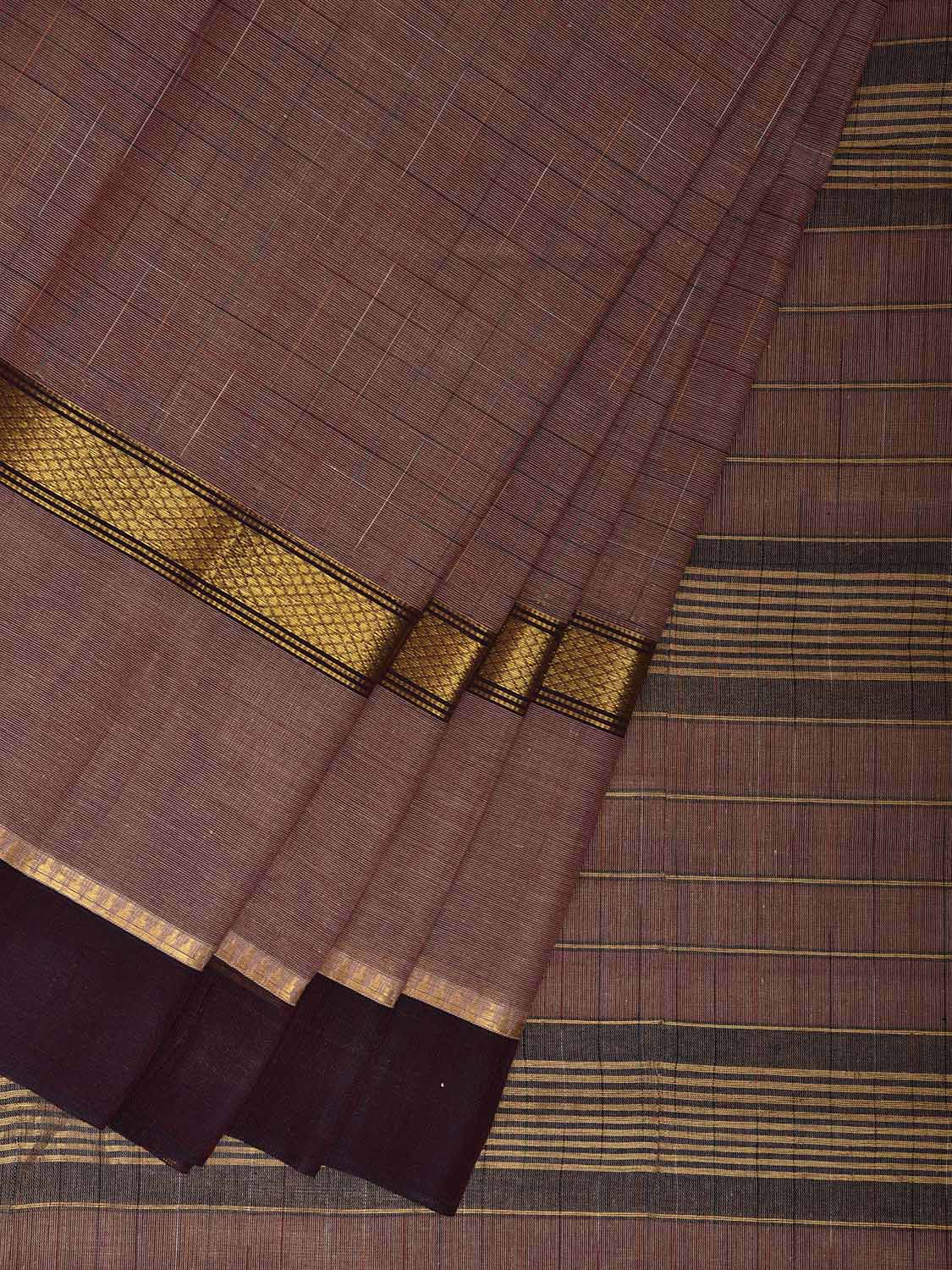 Fawn Narayanpet Cotton Handloom Saree with Big Border Design No Blouse np1149