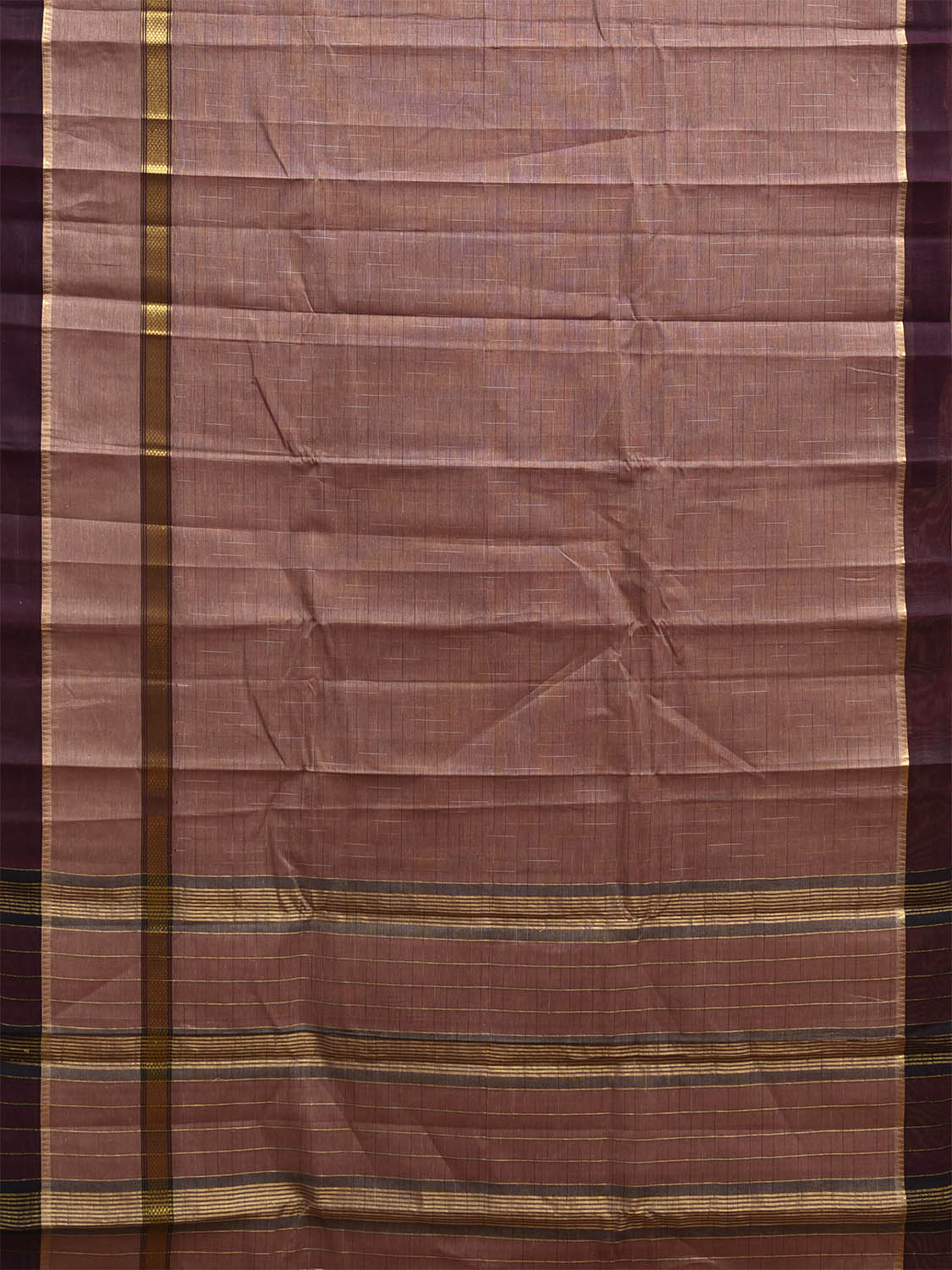 Fawn Narayanpet Cotton Handloom Saree with Big Border Design No Blouse np1149