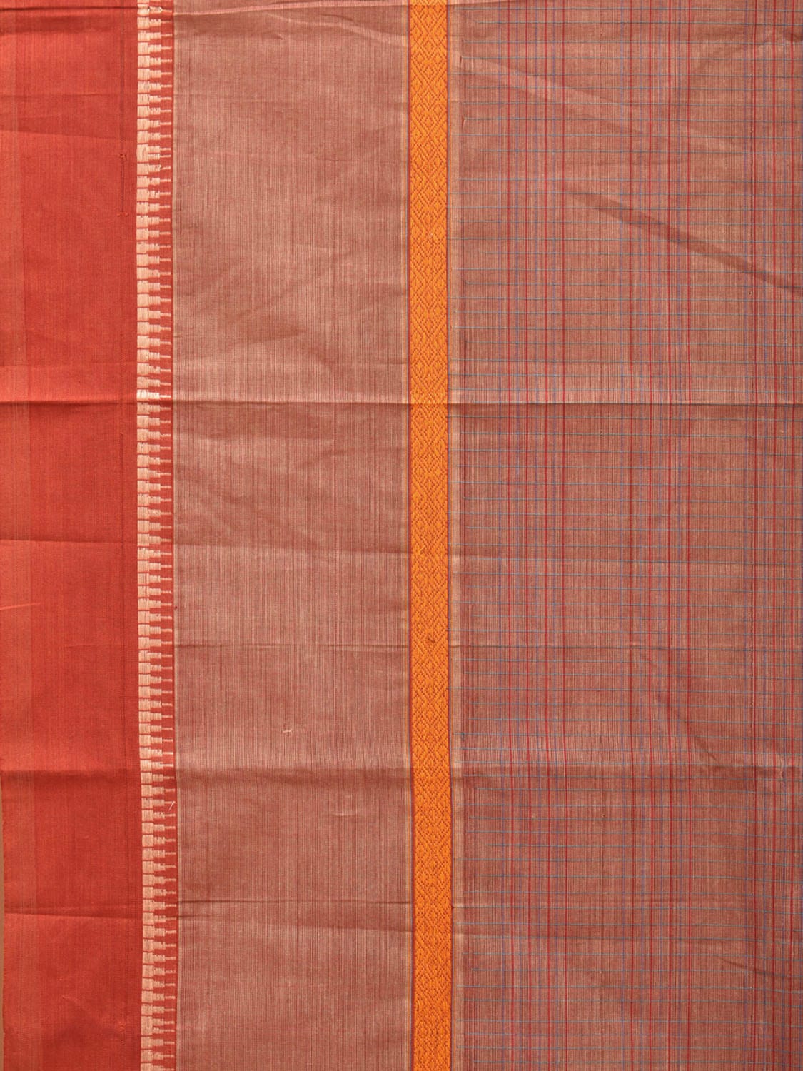 Fawn Narayanpet Cotton Handloom Saree with Checks and Big Border Design No Blouse np0728