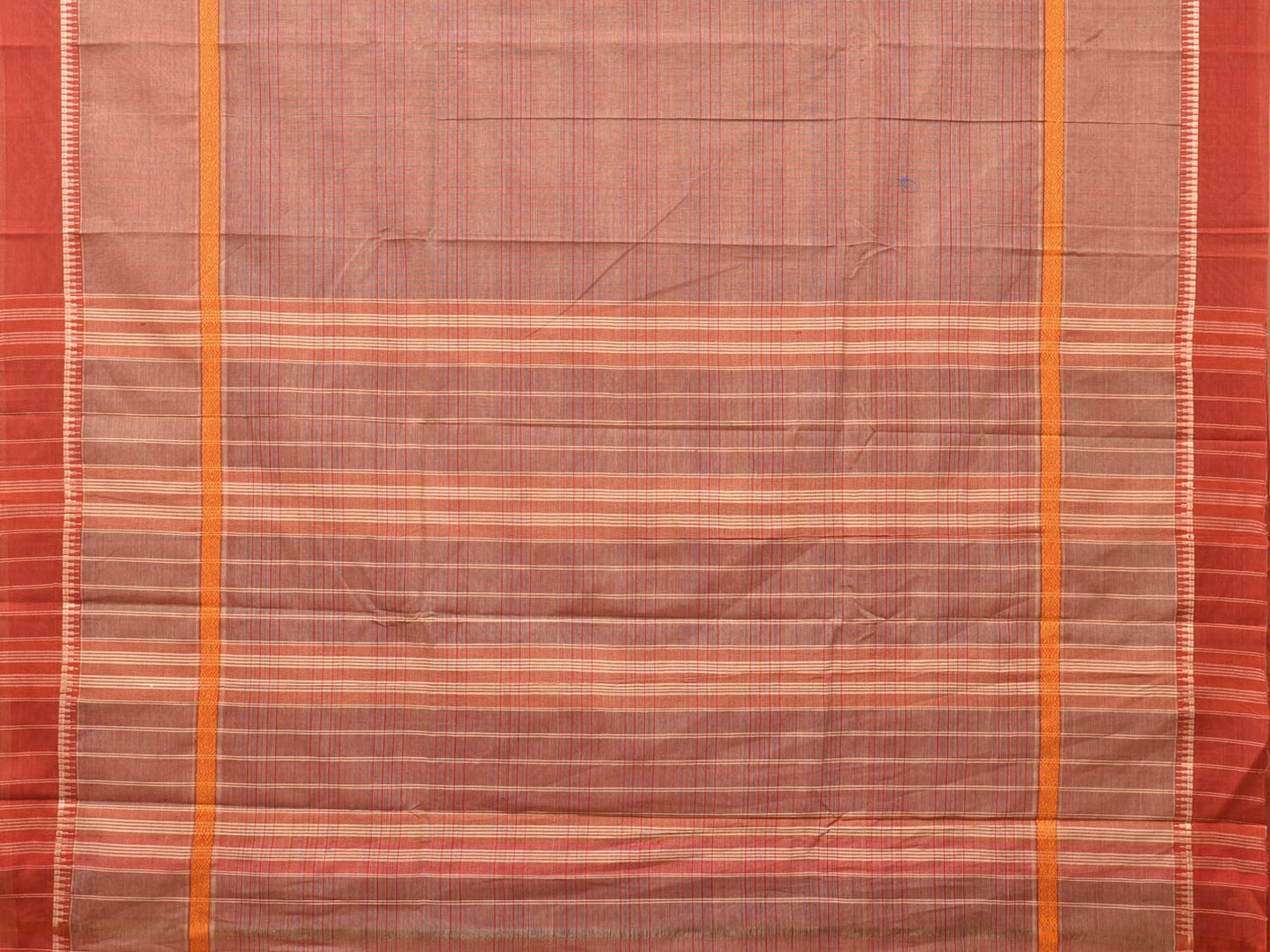 Fawn Narayanpet Cotton Handloom Saree with Checks and Big Border Design No Blouse np0728