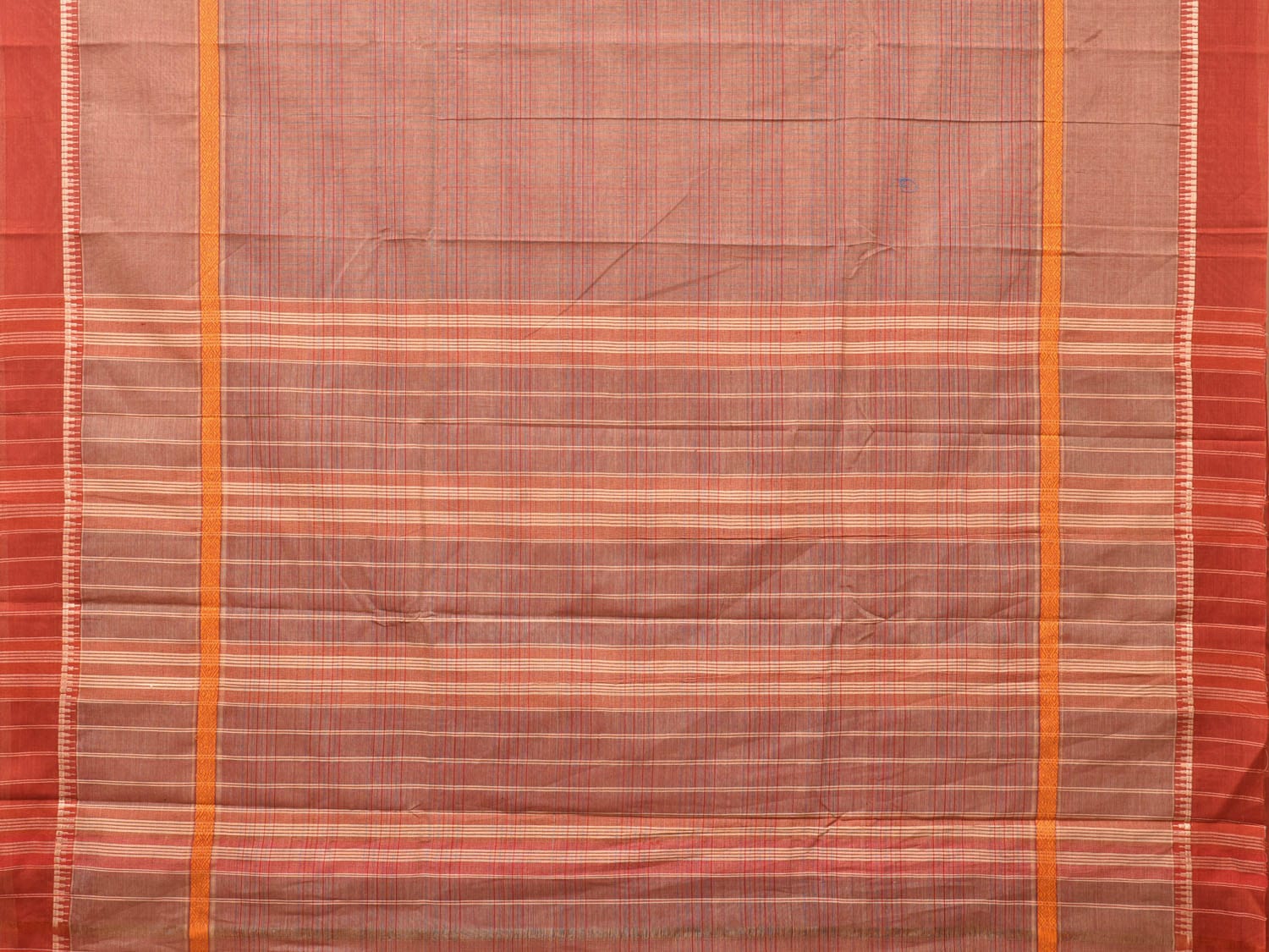 Fawn Narayanpet Cotton Handloom Saree with Checks and Big Border Design No Blouse np0728