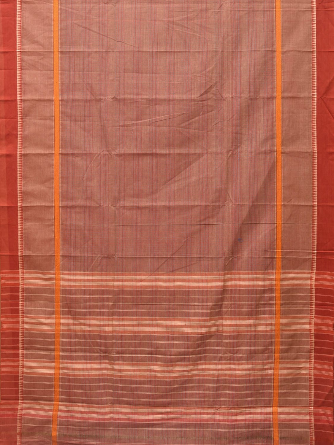 Fawn Narayanpet Cotton Handloom Saree with Checks and Big Border Design No Blouse np0728