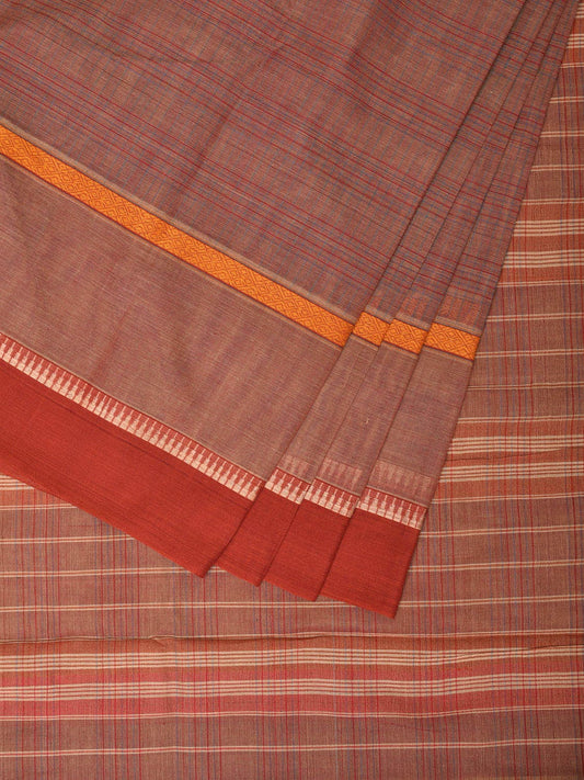 Fawn Narayanpet Cotton Handloom Saree with Checks and Big Border Design No Blouse np0728