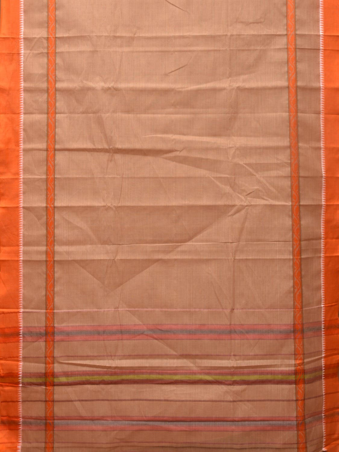 Fawn Narayanpet Cotton Handloom Saree with One Side Big Border Design No Blouse np0781