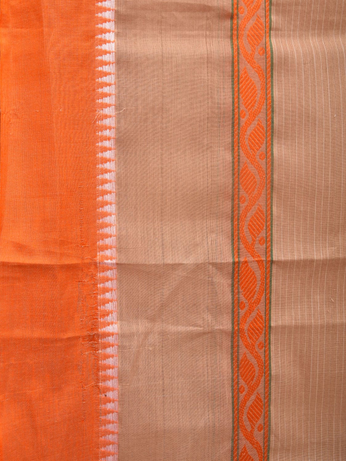 Fawn Narayanpet Cotton Handloom Saree with One Side Big Border Design No Blouse np0781