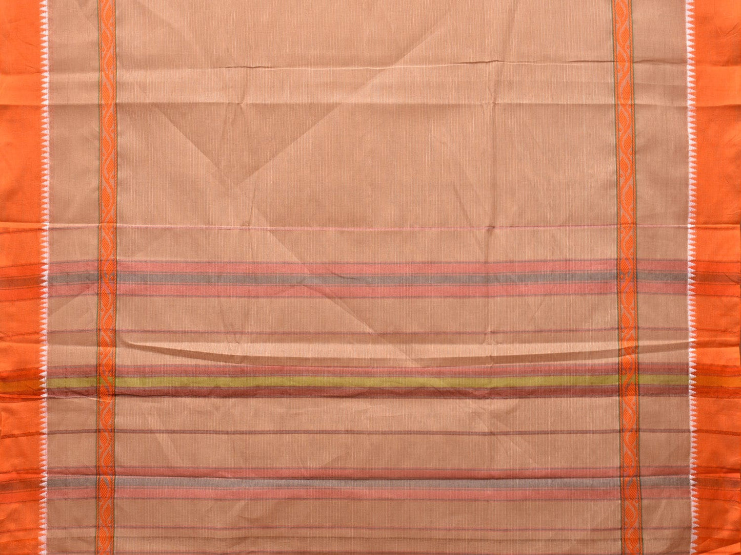 Fawn Narayanpet Cotton Handloom Saree with One Side Big Border Design No Blouse np0781