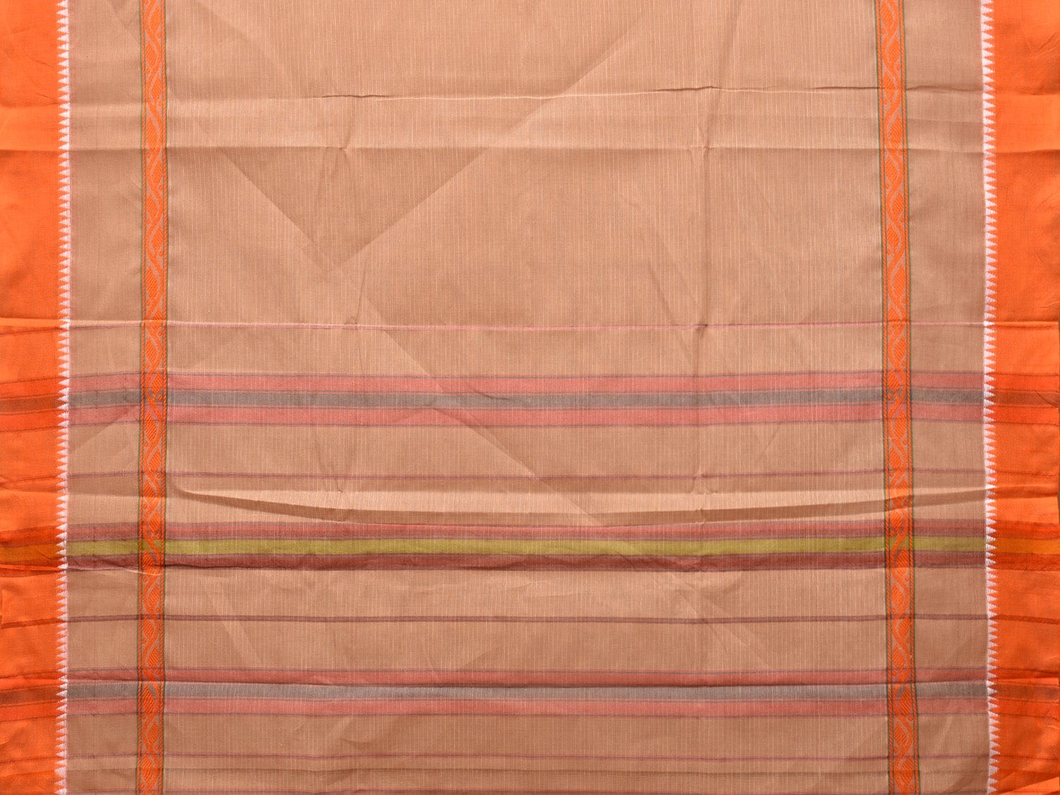 Fawn Narayanpet Cotton Handloom Saree with One Side Big Border Design No Blouse np0781