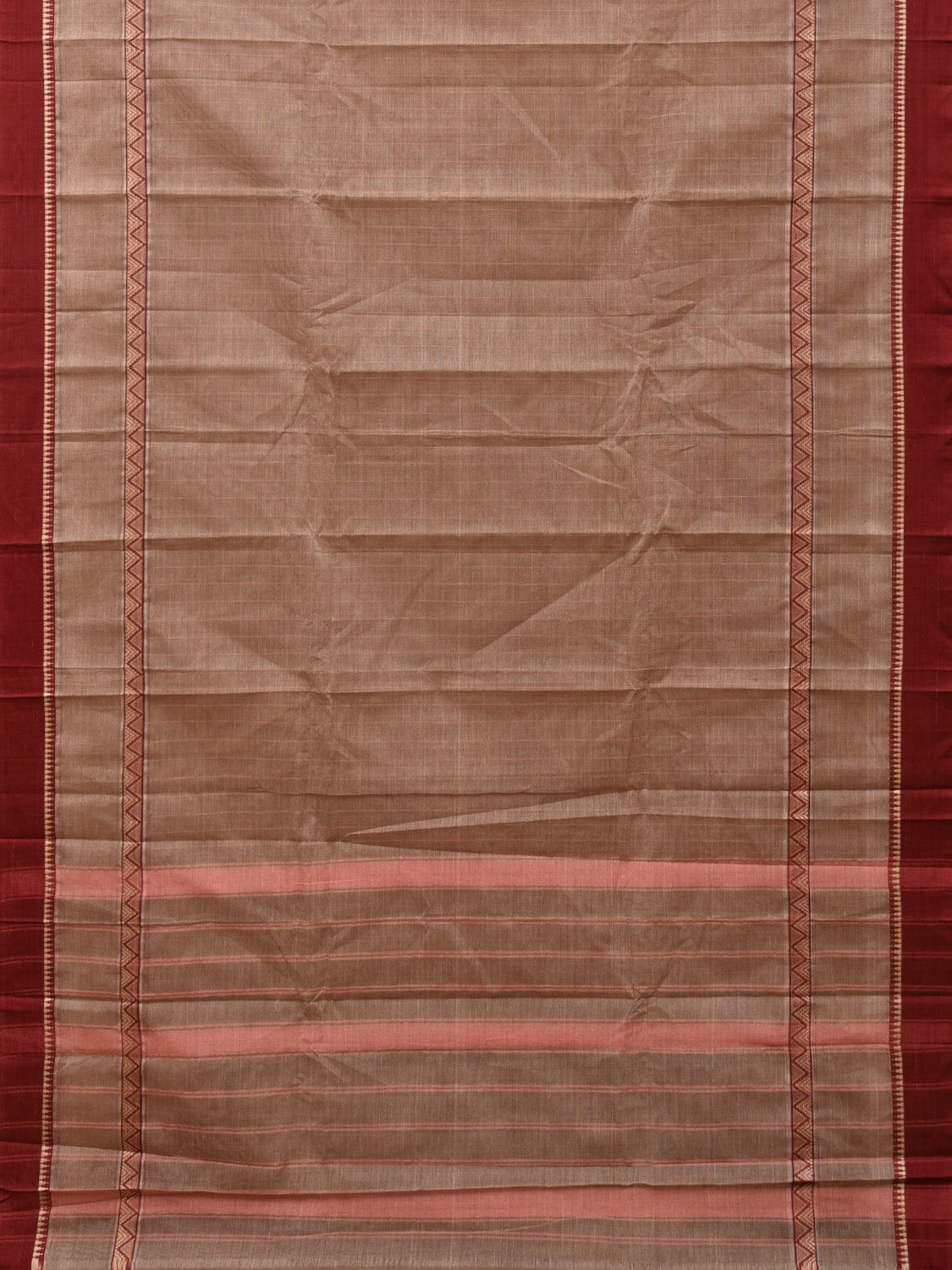 Fawn Narayanpet Cotton Handloom Saree with Strips Design No Blouse np0808