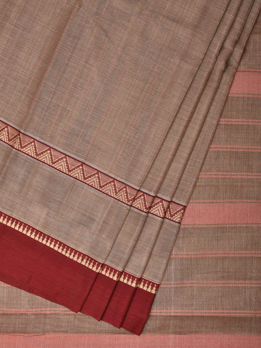 Fawn Narayanpet Cotton Handloom Saree with Strips Design No Blouse np0808
