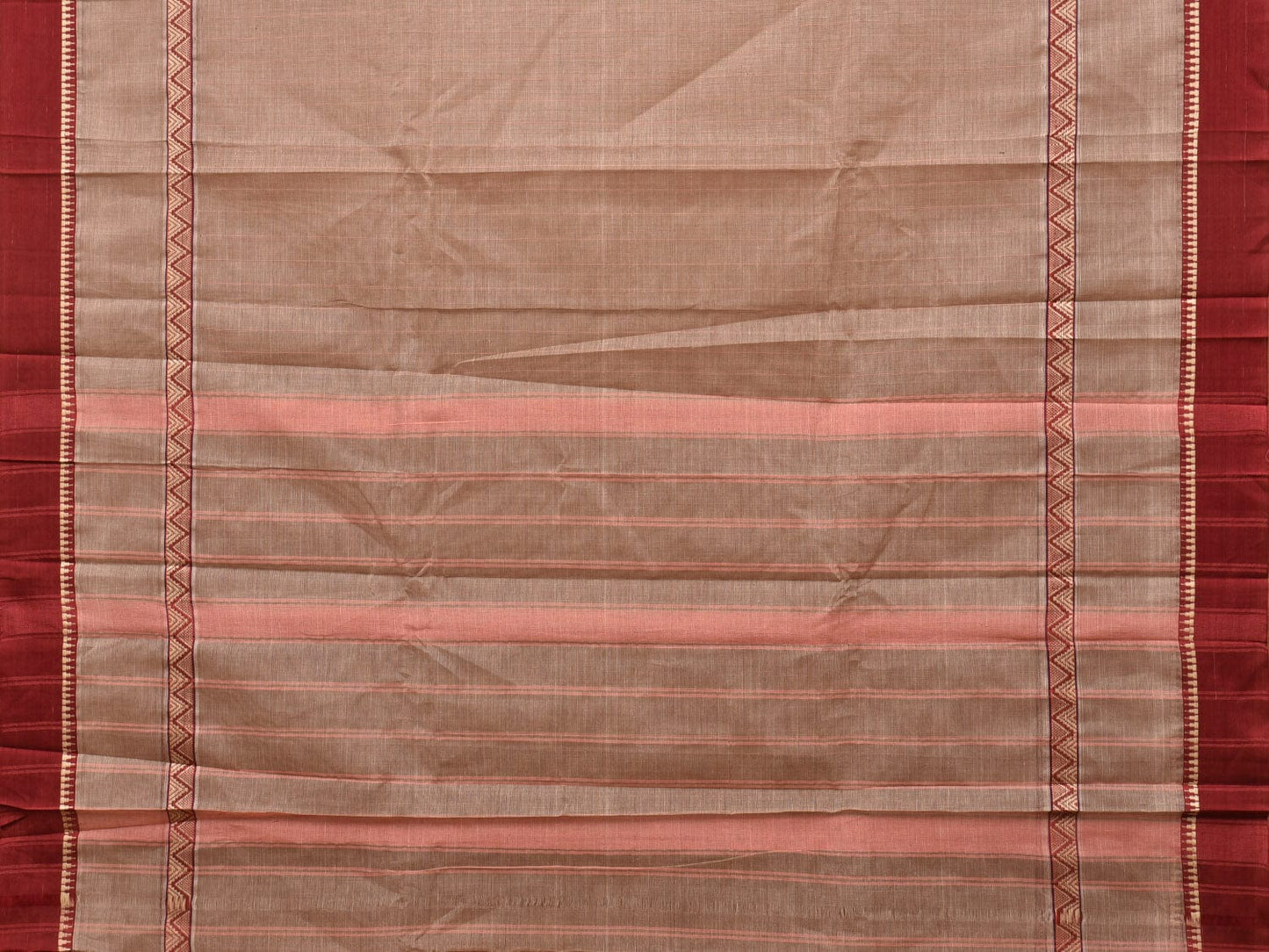 Fawn Narayanpet Cotton Handloom Saree with Strips Design No Blouse np0808