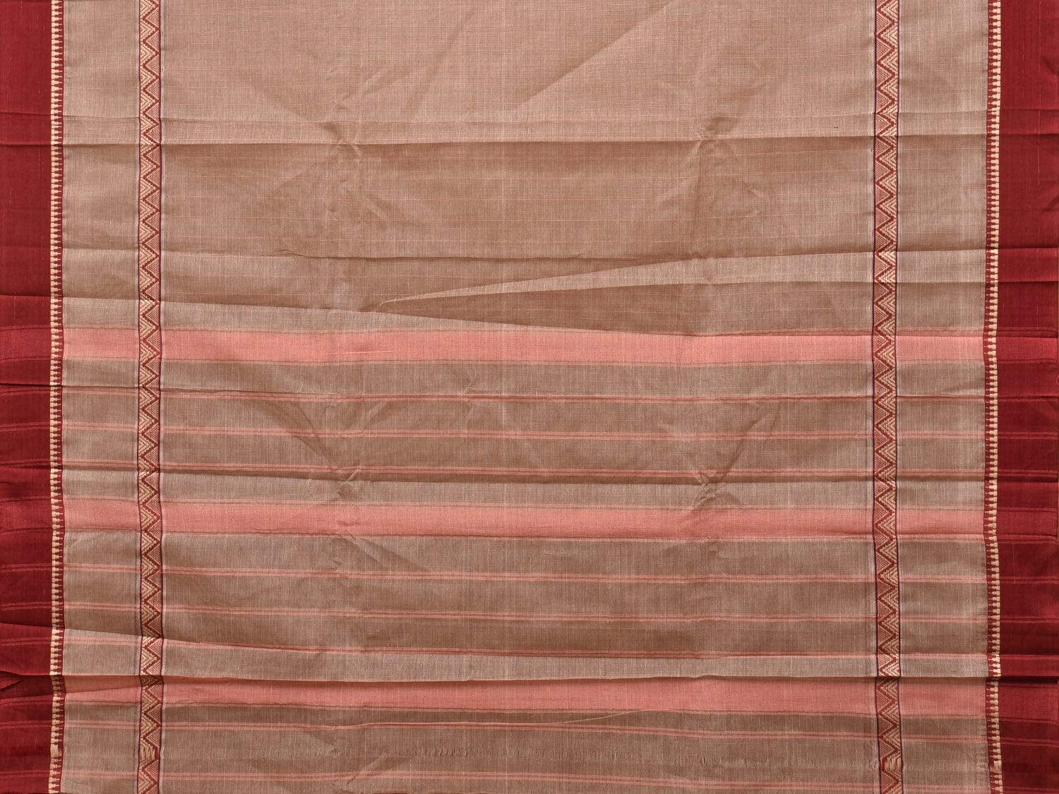 Fawn Narayanpet Cotton Handloom Saree with Strips Design No Blouse np0808
