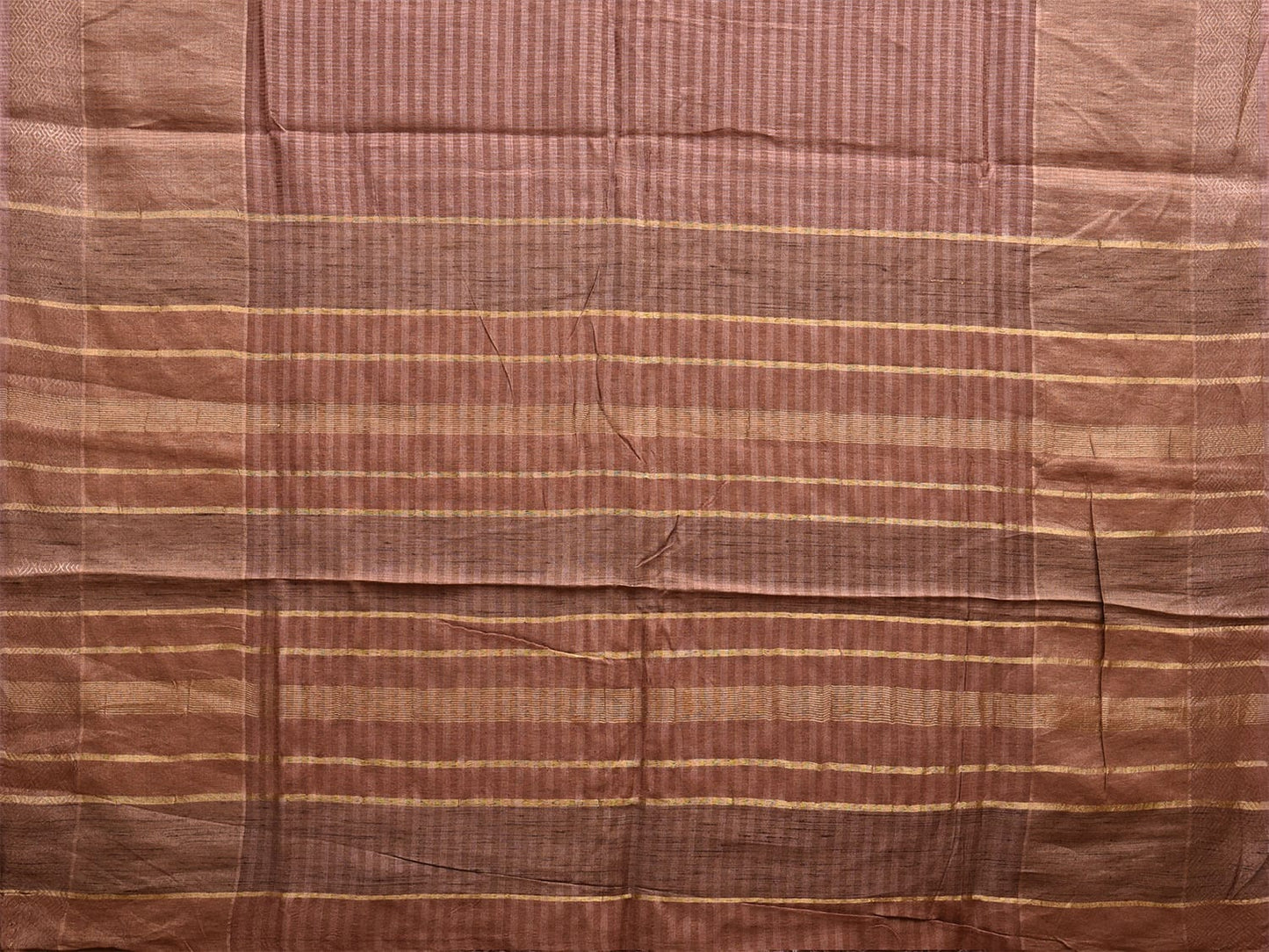 Fawn Tussar Saree with Strips Body and Pallu Design o0574