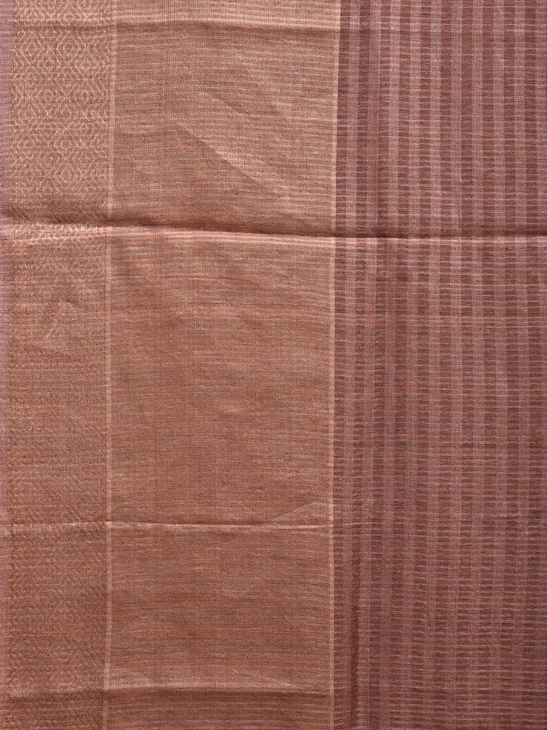 Fawn Tussar Saree with Strips Body and Pallu Design o0574