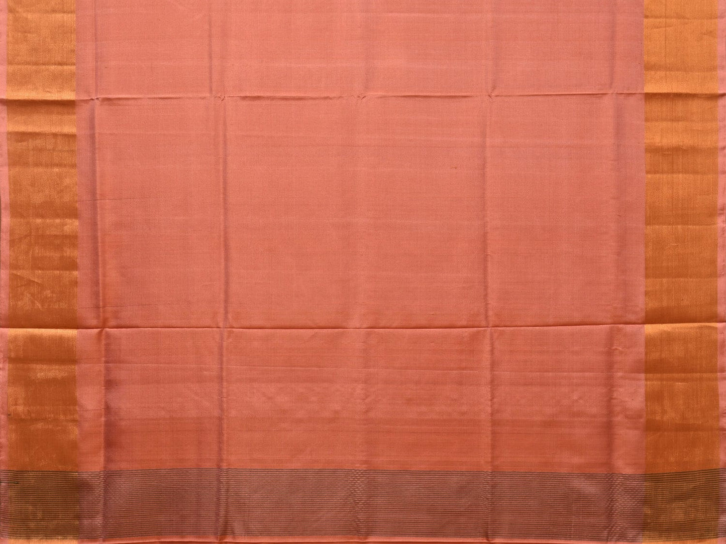 Fawn Uppada Silk Handloom Plain Saree with Strips Pallu Design u2144