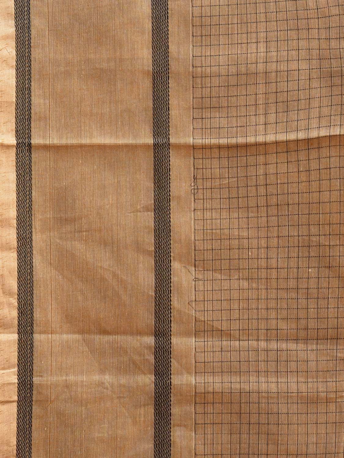 Fawn Venkatagiri Cotton Saree with Checks and Strips Pallu Design v0112