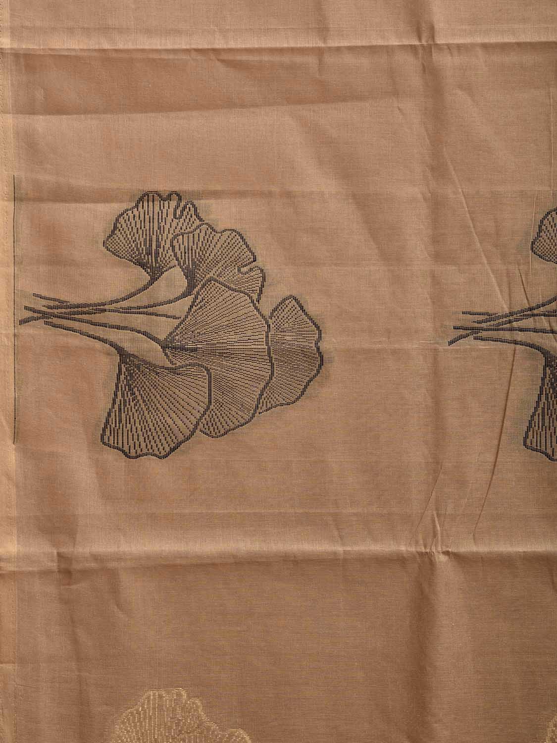 Fawn Venkatagiri Cotton Saree with Leaves Buta and Pallu Design v0121