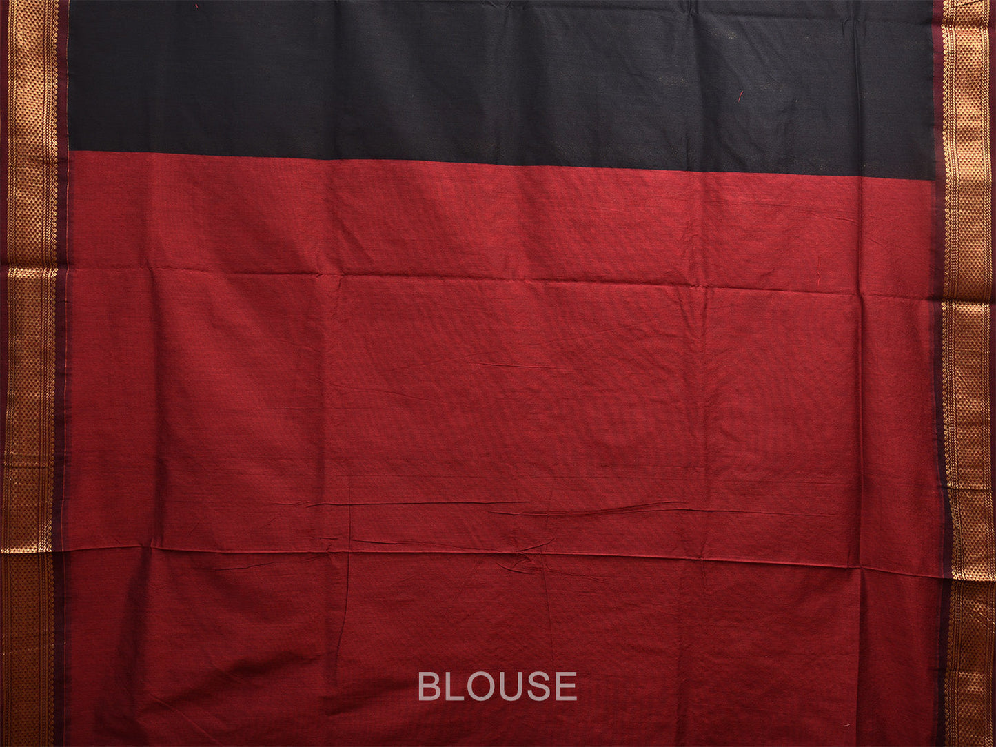 Black and Maroon Gadwal Cotton Saree with Pallu and Border Design g0410