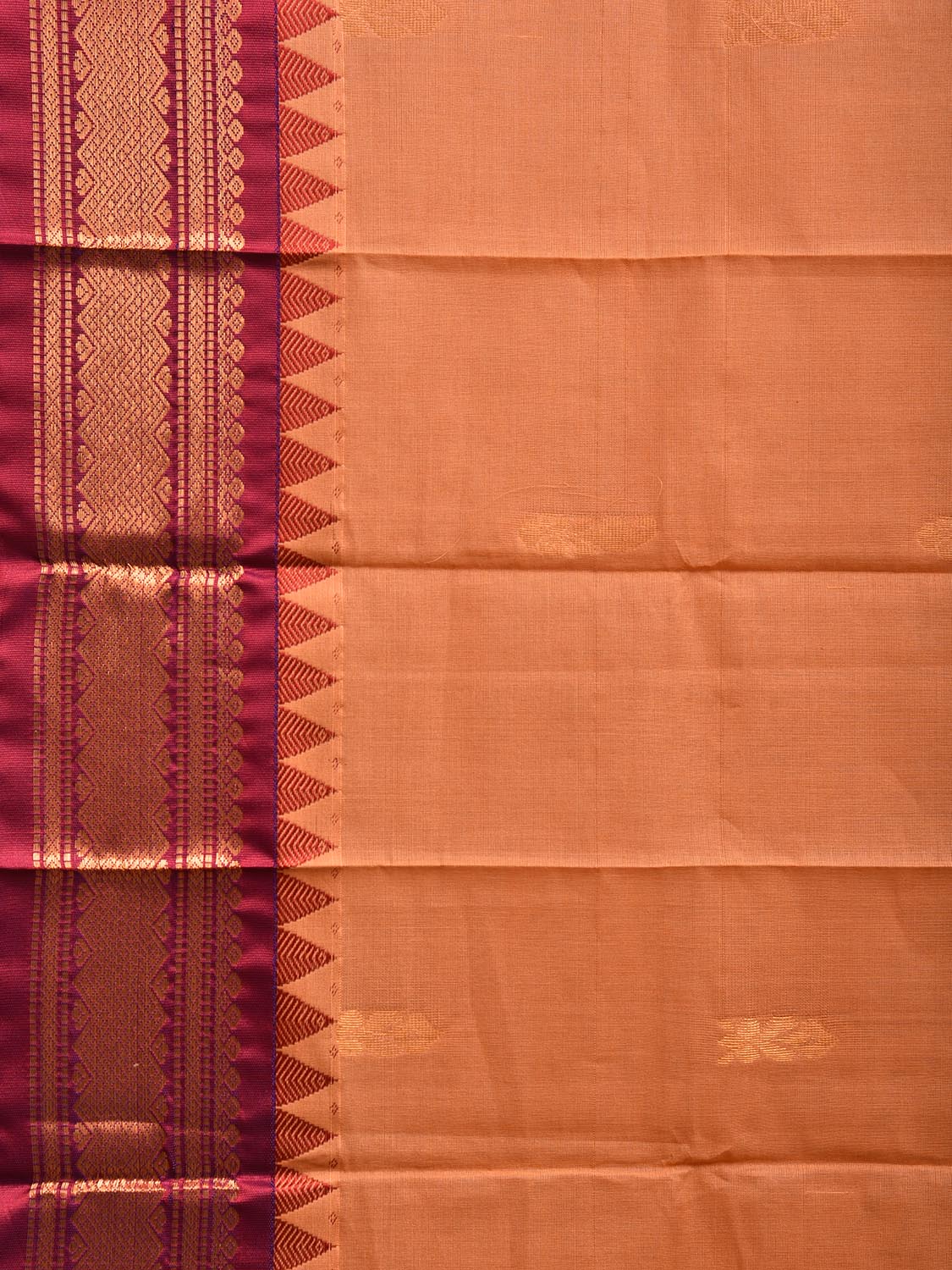 Mustard and Purple Gadwal Cotton Saree with Body Buta and Border-Pallu Design g0446