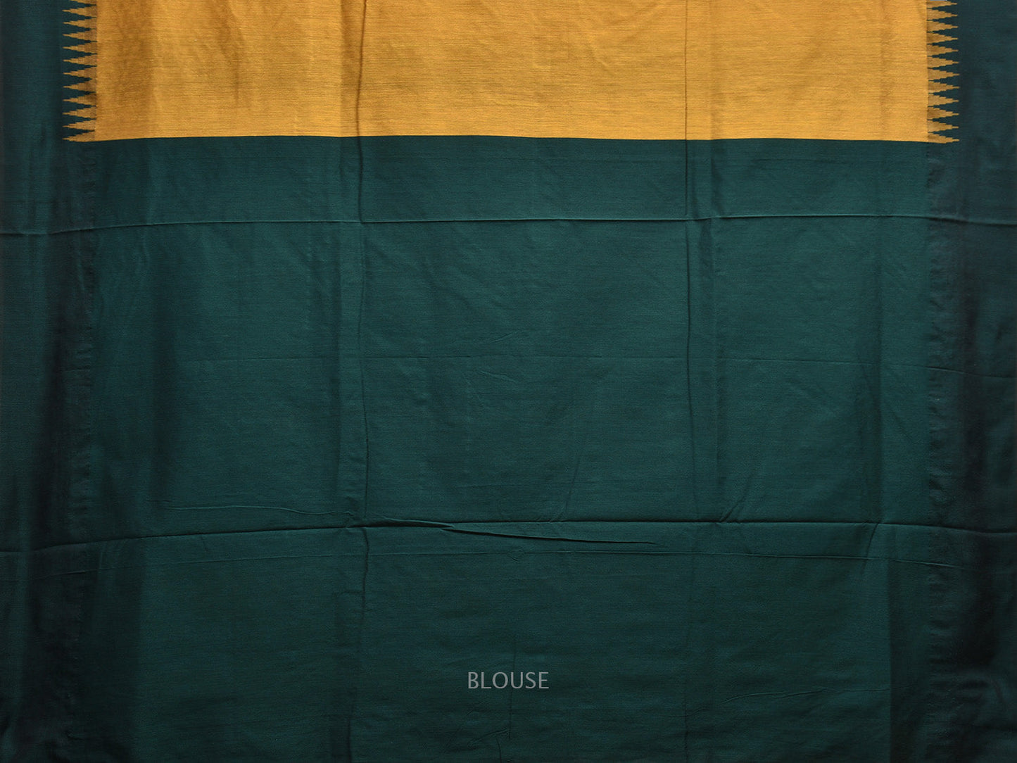 Mustard and Green Gadwal Cotton Saree with But and Temple Border Design g0447