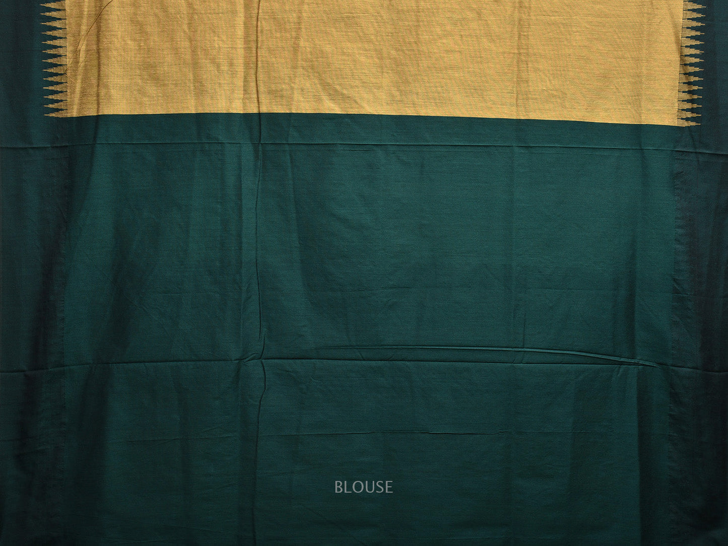 Light Yellow and Green Gadwal Cotton Saree with Body Buta and Temple Border Design g0448