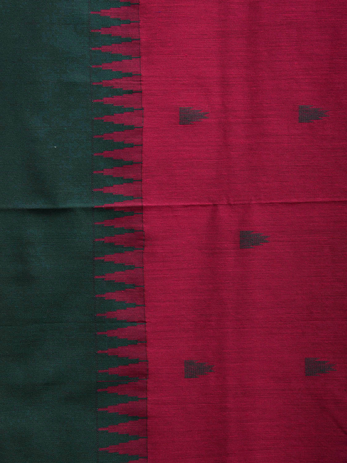 Pink and Green Gadwal Cotton Viscose Saree with Body Buta and Temple Border Design g0449