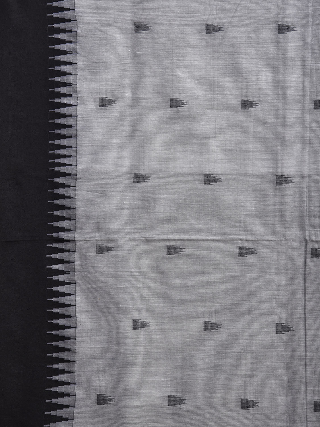 Light Grey and Green Gadwal Cotton Viscose Saree with Body Buta and Temple Border Design g0450