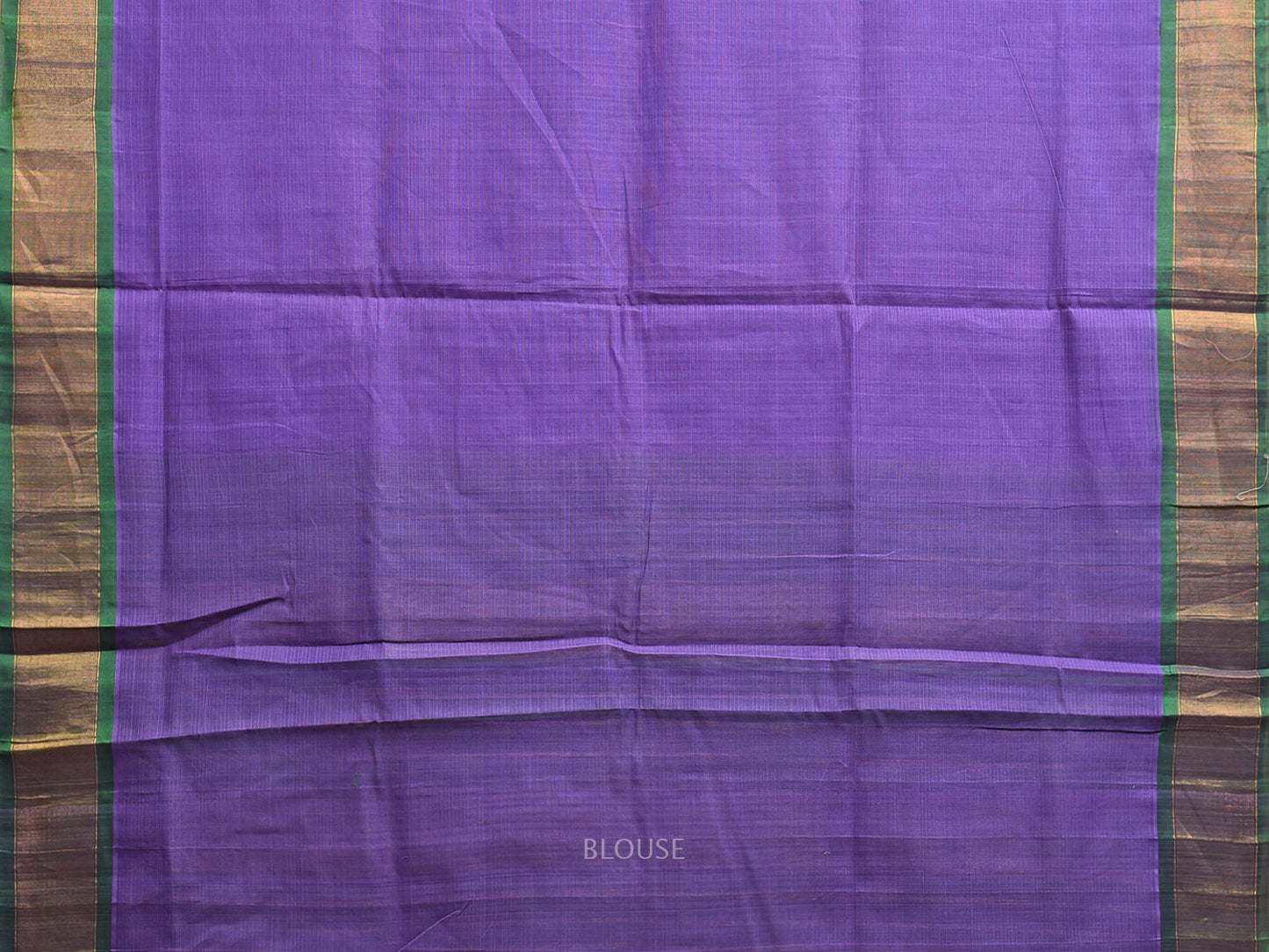 Lavender and Green Gadwal Cotton Silk Plain Saree with Strips Pallu Design g0451