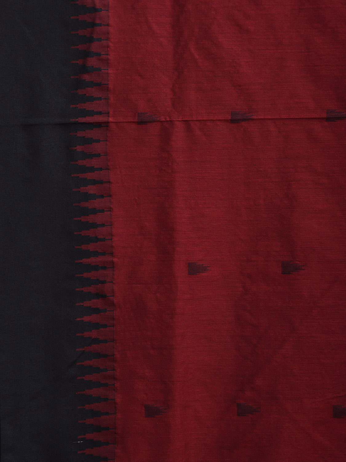 Red and Black Gadwal Cotton Viscose Saree with Temple Border Design g0477