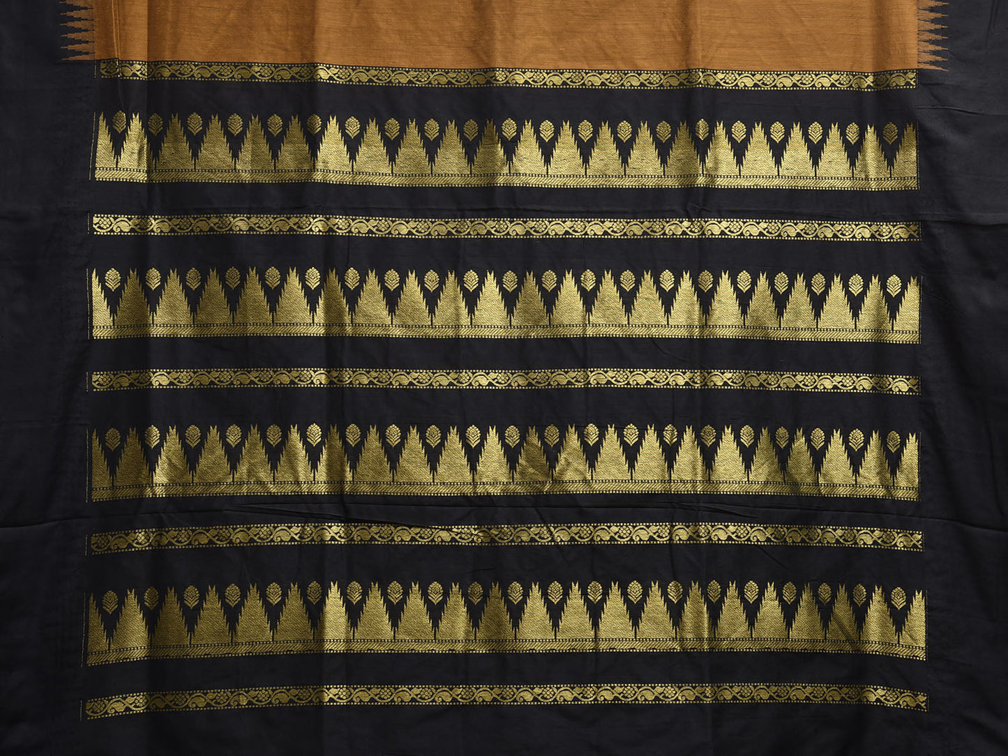 Olive and Black Gadwal Cotton Viscose Saree with Temple Border Design g0479