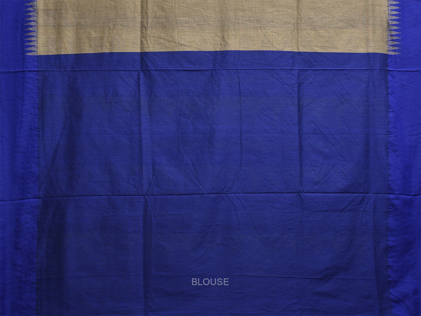 Grey and Blue Gadwal Cotton Viscose Saree with Temple Border Design g0480