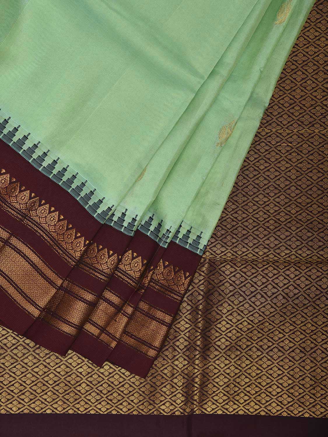 Light Green and Maroon Gadwal Silk Saree with Border and Pallu Design g0482