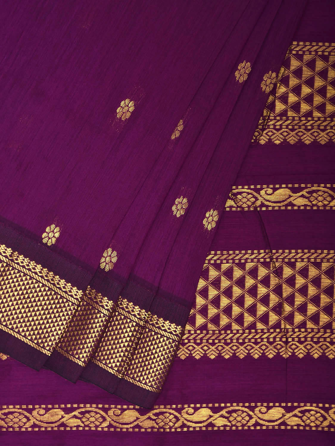 Purple Gadwal Cotton Viscose Saree with Border and Pallu Design g0490