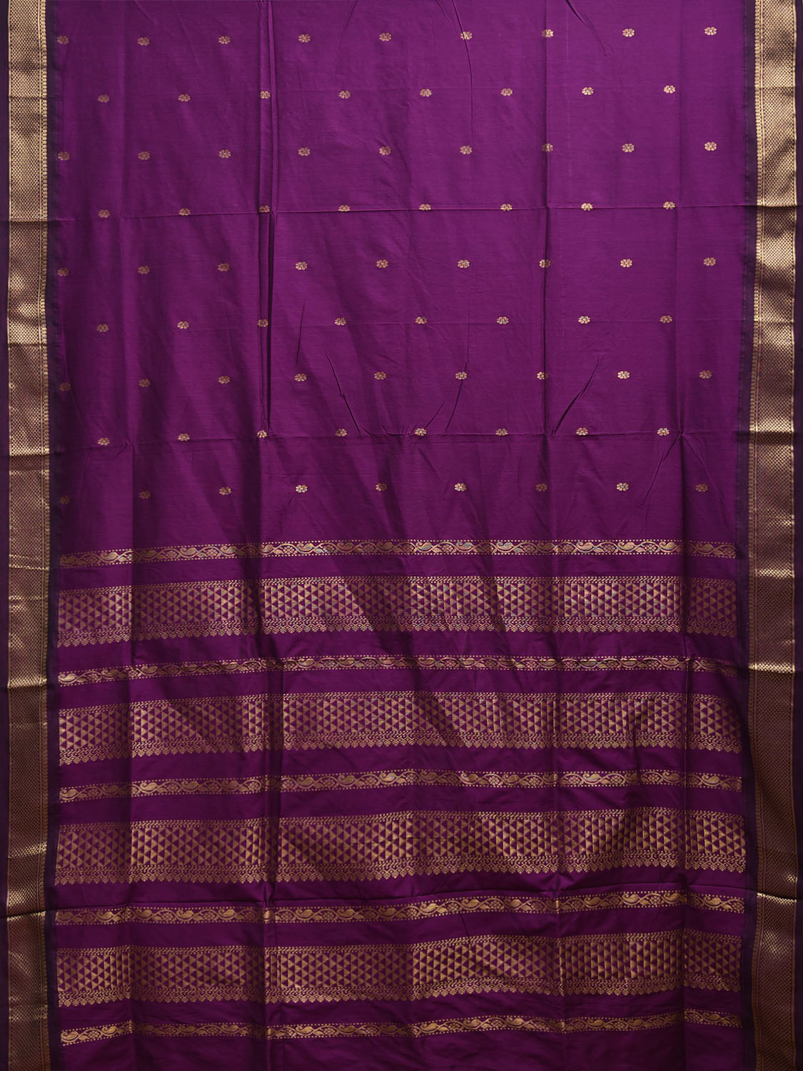Purple Gadwal Cotton Viscose Saree with Border and Pallu Design g0490