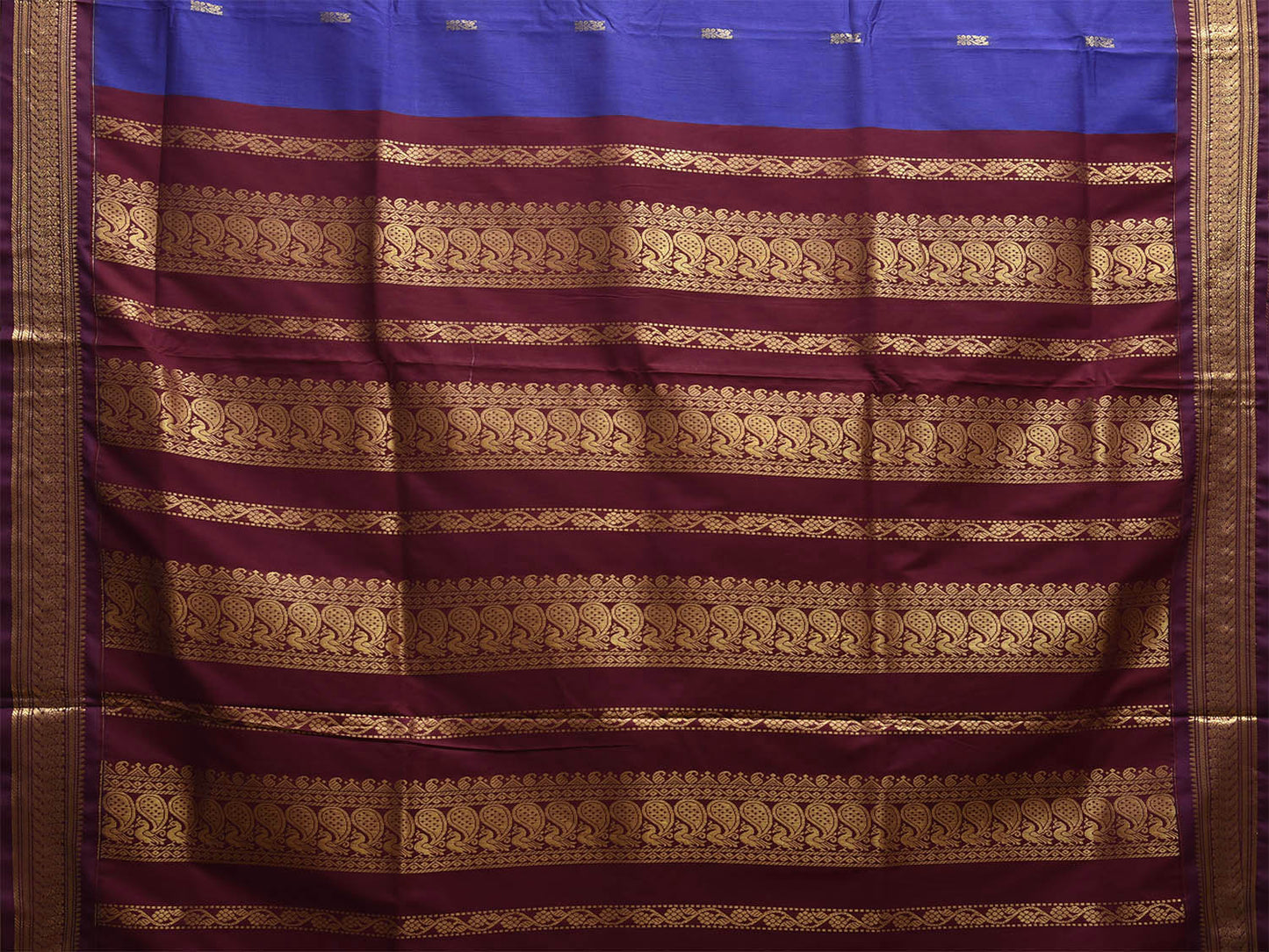 Blue and Maroon Gadwal Cotton Viscose Saree with Border and Pallu Design g0491