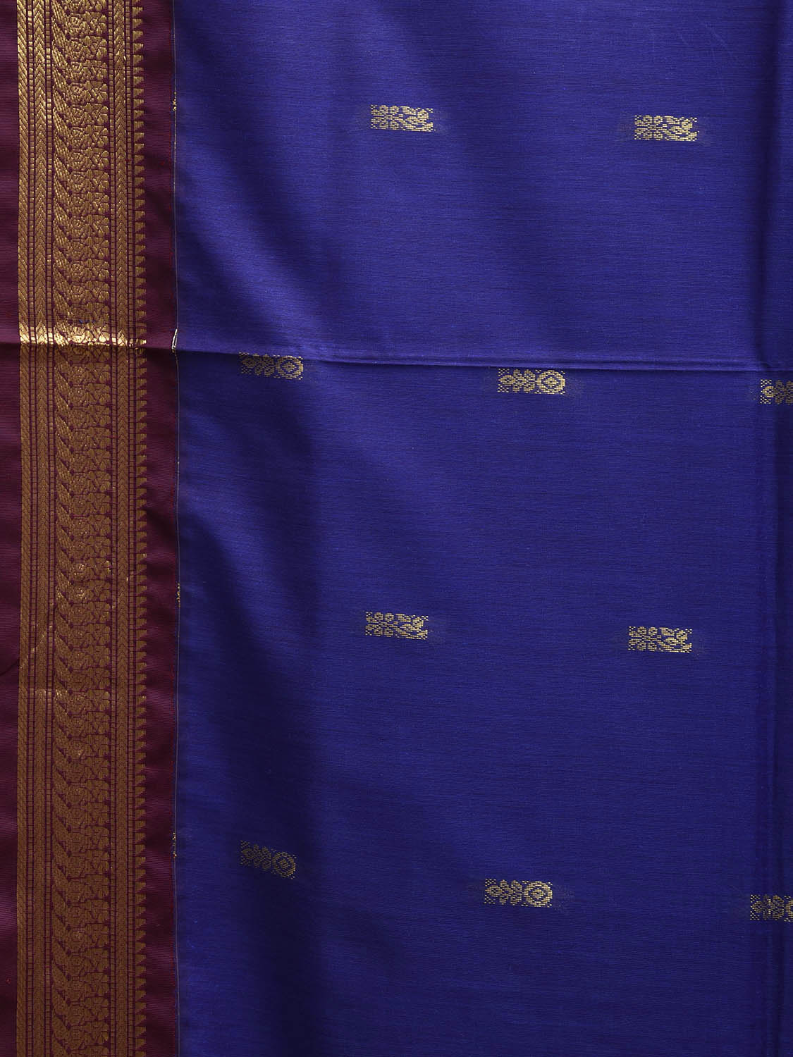 Blue and Maroon Gadwal Cotton Viscose Saree with Border and Pallu Design g0491