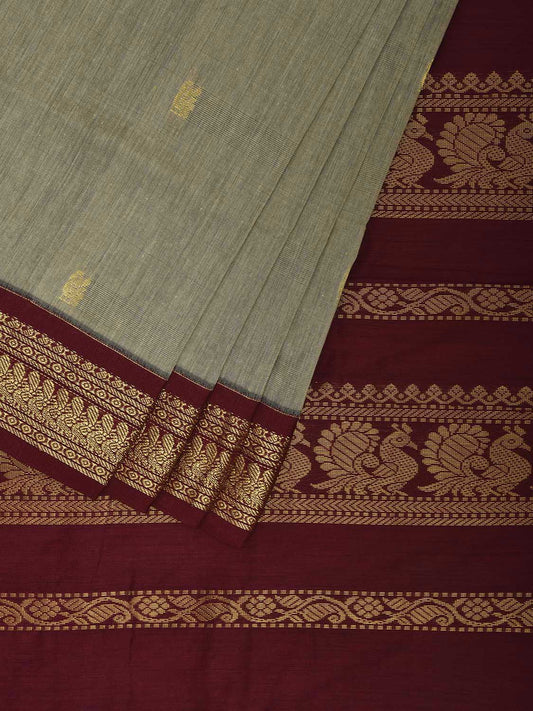 Sea Green and Maroon Gadwal Cotton Viscose Saree with Pallu and Border Design g0494