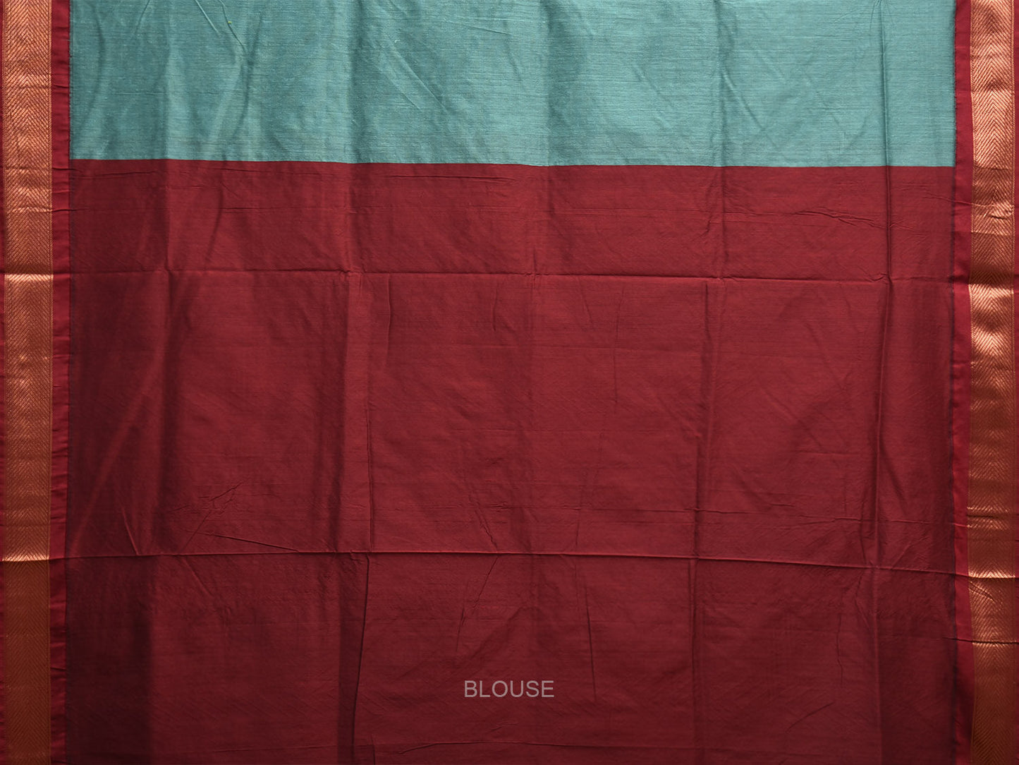 Turquoise and Maroon Gadwal Cotton Viscose Saree with Pallu and Border Design g0499