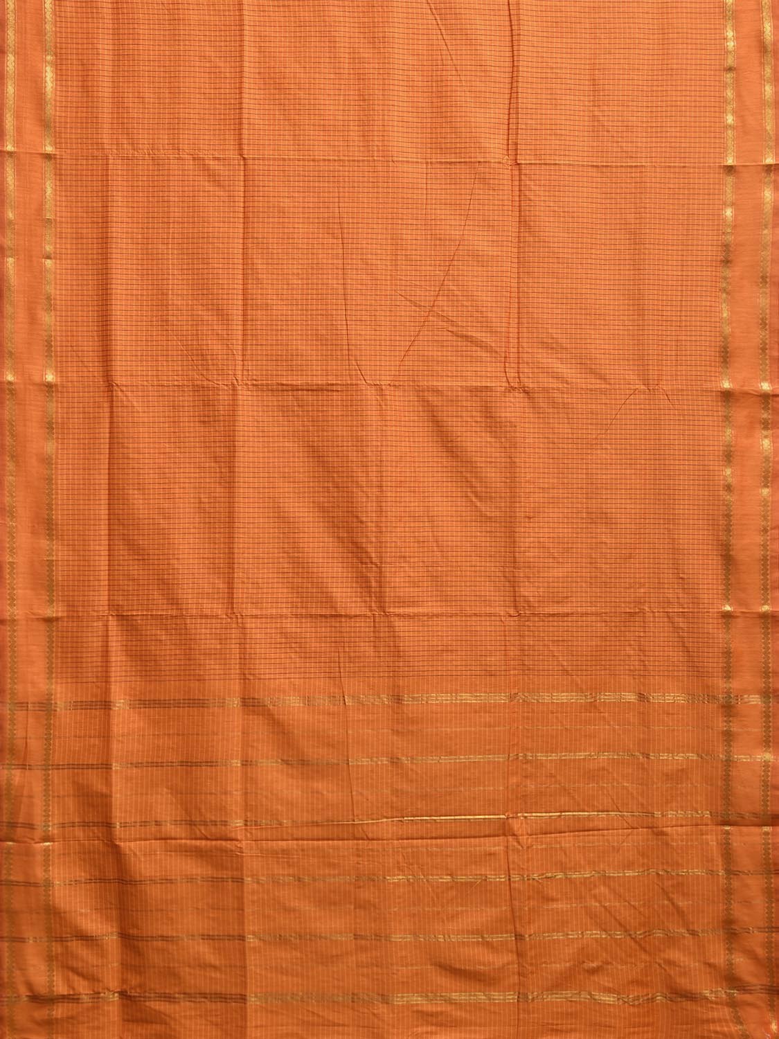 Orange Gadwal Cotton Viscose Saree with Checks and Border Design g0503