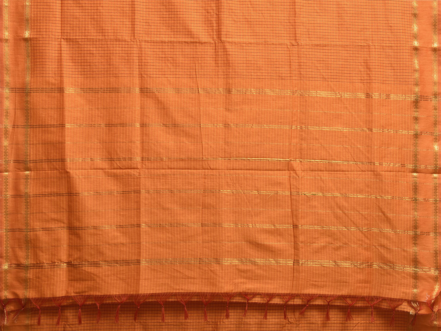 Orange Gadwal Cotton Viscose Saree with Checks and Border Design g0503