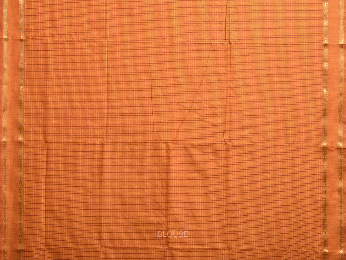 Orange Gadwal Cotton Viscose Saree with Checks and Border Design g0503