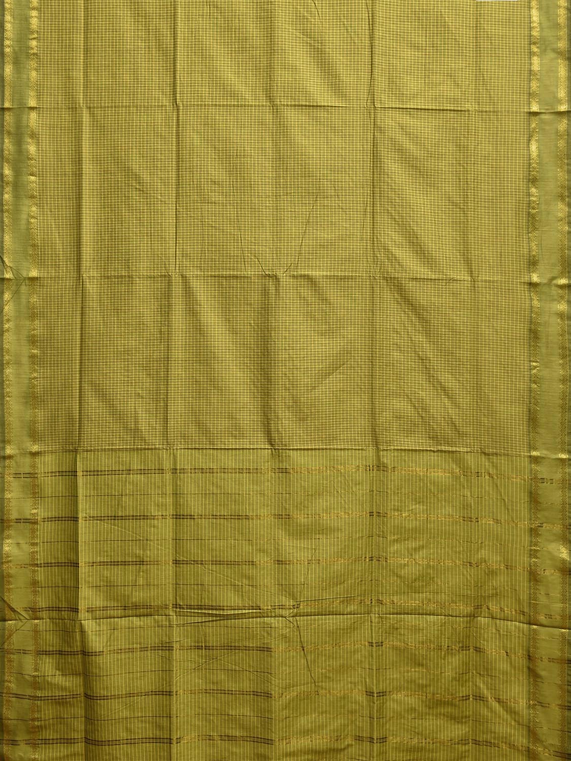 Light Green Gadwal Cotton Viscose Saree with Checks and Border Design g0505