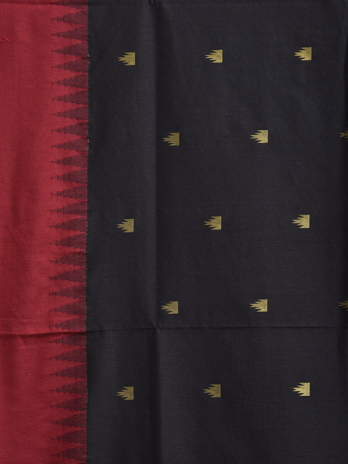 Black and Maroon Gadwal Cotton Viscose Saree with Pallu and Temple Border Design No Blouse g0508