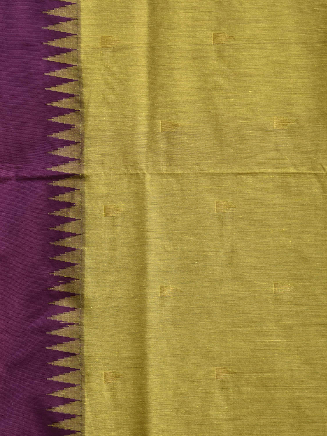 Light Green and Purple Gadwal Cotton Viscose Saree with Pallu and Temple Border Design No Blouse g0509