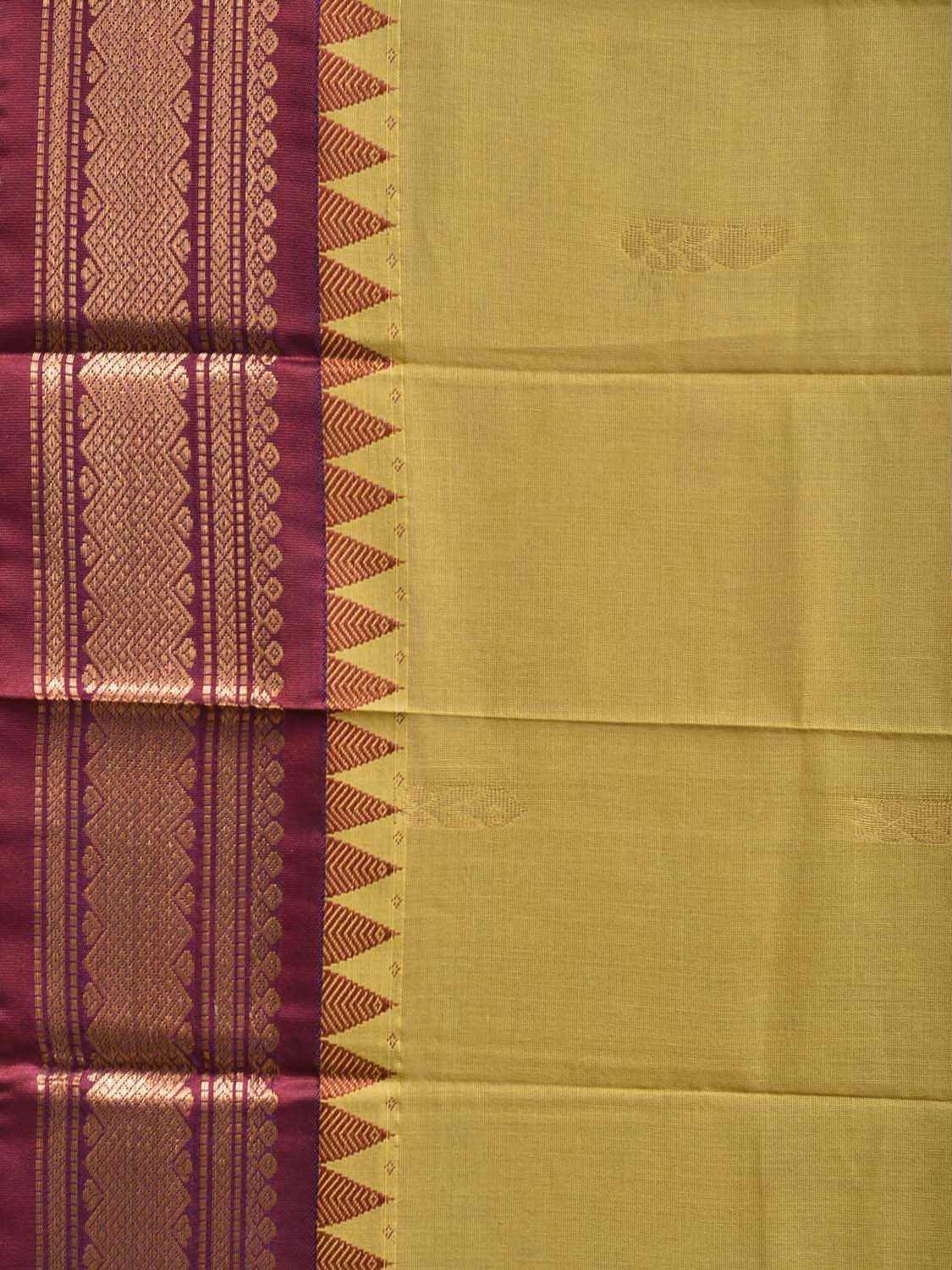 Light Yellow and Purple Gadwal Cotton Viscose Saree with Border and Pallu Design No Blouse g0510
