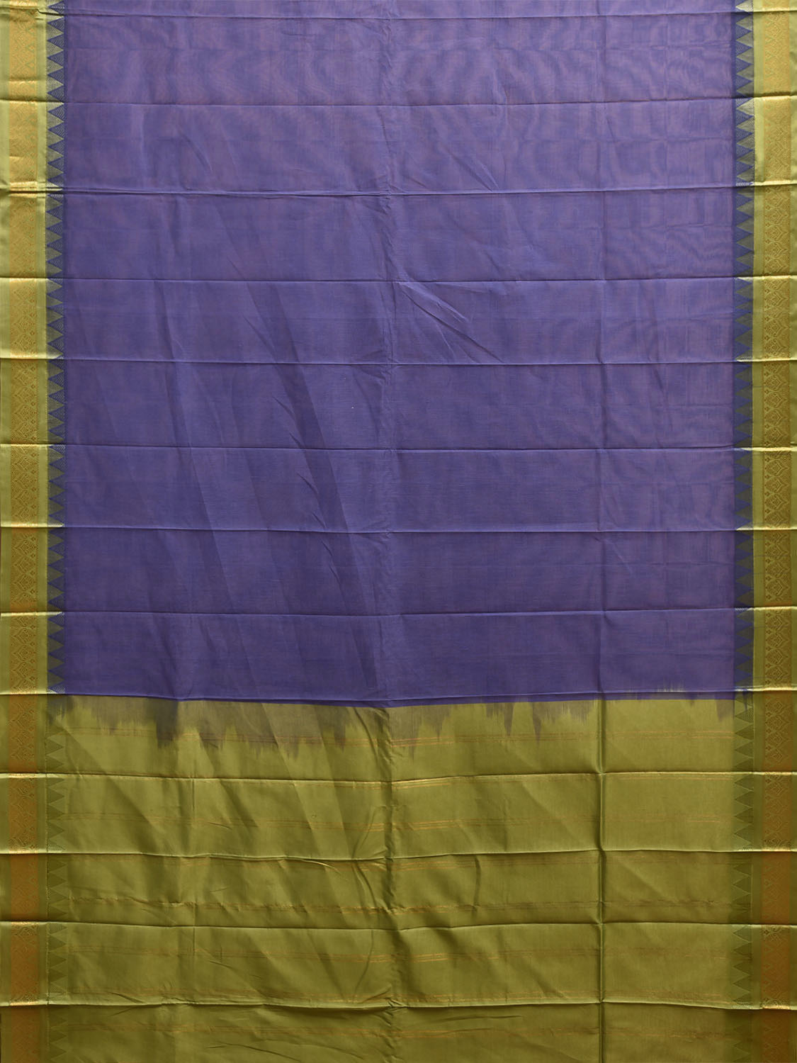 Indigo and Green Gadwal Cotton Viscose Plain Saree with Contrast Pallu Design No Blouse g0512