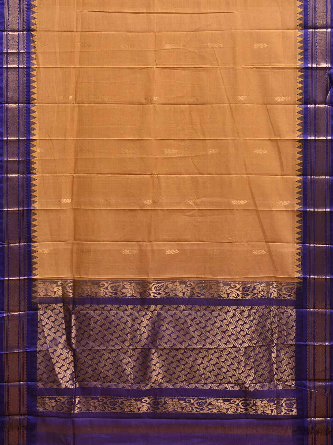 Light Orange and Dark Blue Gadwal Cotton Viscose Saree with Border and Pallu Design No Blouse g0513