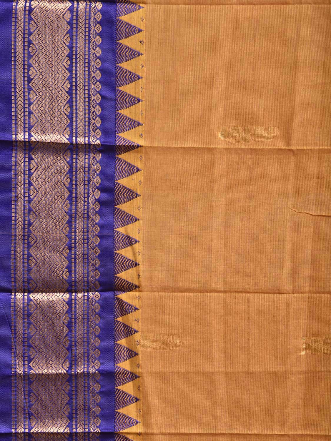 Light Orange and Dark Blue Gadwal Cotton Viscose Saree with Border and Pallu Design No Blouse g0513