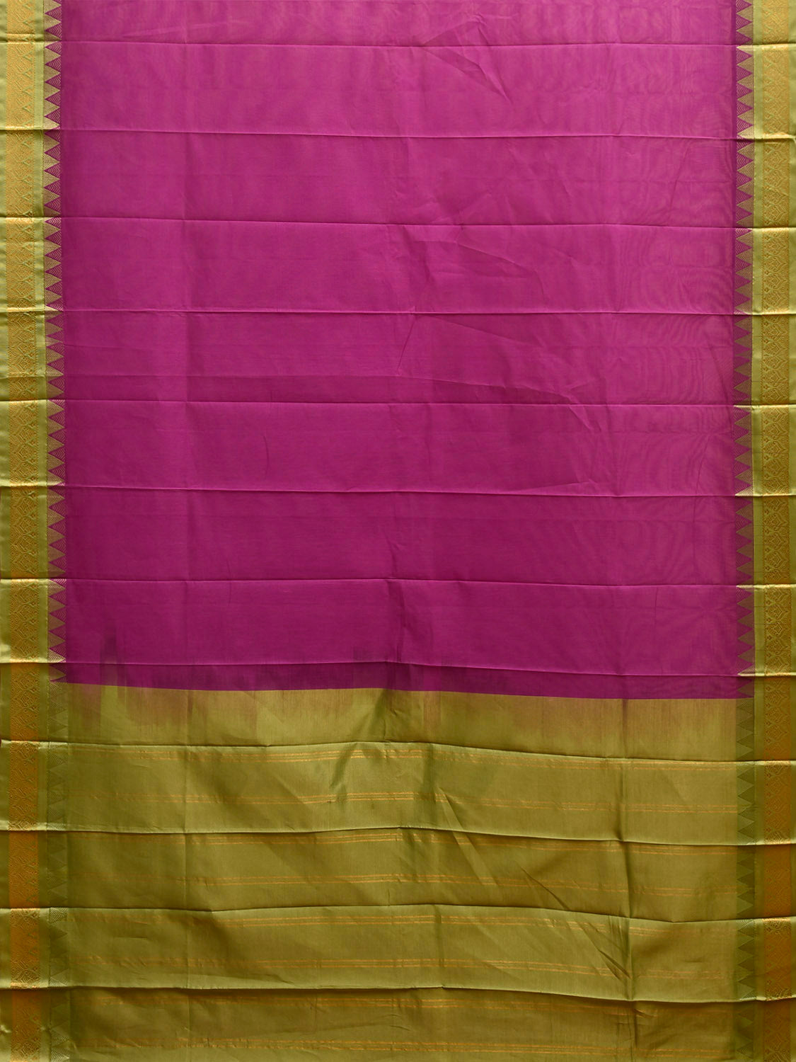 Purple and Green Gadwal Cotton Viscose Plain Saree with Contrast Pallu Design No Blouse g0514
